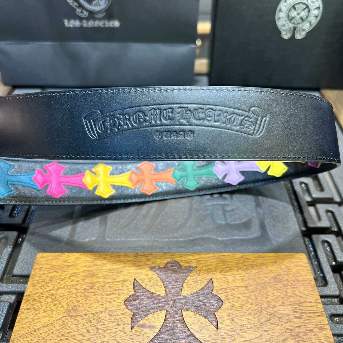 Chrome Hearts Colorful Cross Stitch CH Crochet Belt - PerfectKickZ