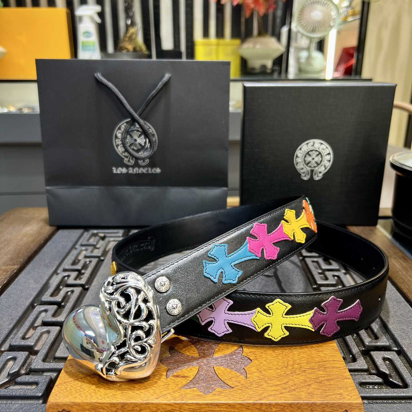 Chrome Hearts Colorful Cross Stitch CH Crochet Belt - PerfectKickZ