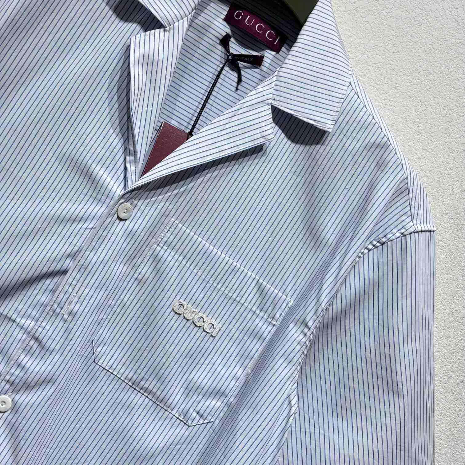 Gucci Embroidered Striped Cotton Shirt - PerfectKickZ