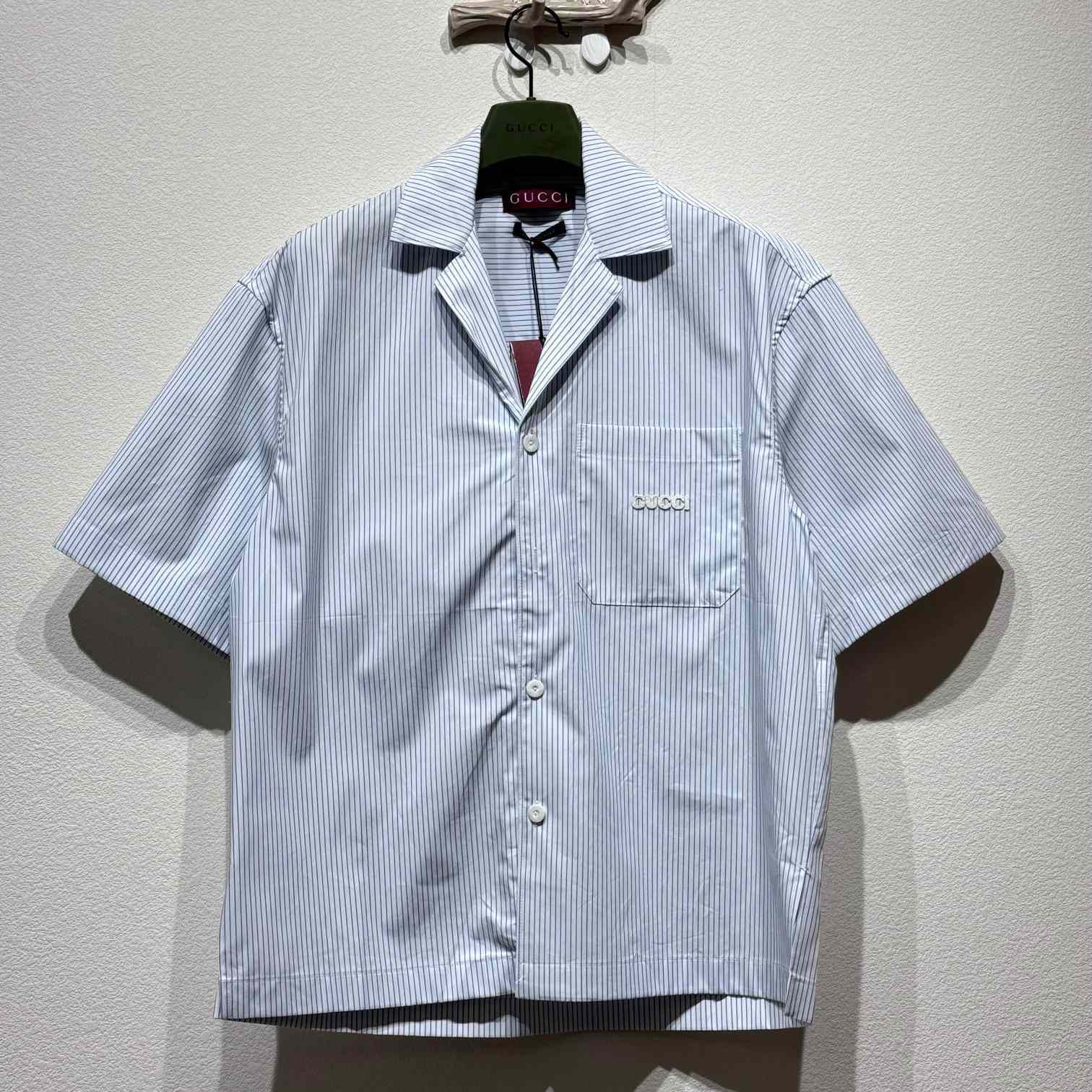 Gucci Embroidered Striped Cotton Shirt - PerfectKickZ
