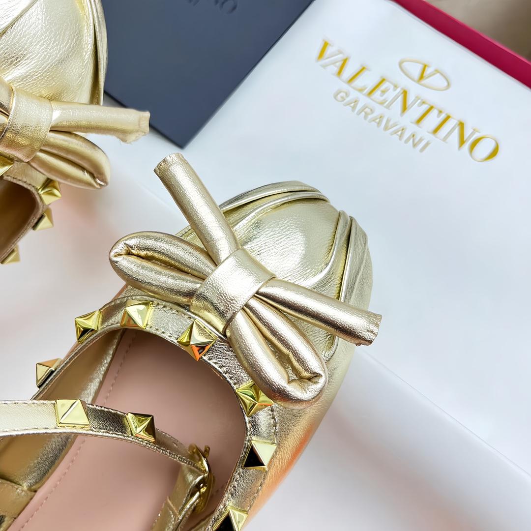 Valenti Rockstud Laminated Nappa Leather Ballerina - PerfectKickZ