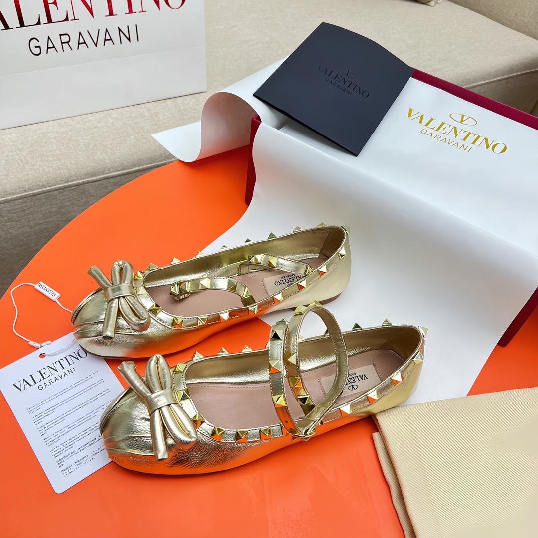 Valenti Rockstud Laminated Nappa Leather Ballerina - PerfectKickZ