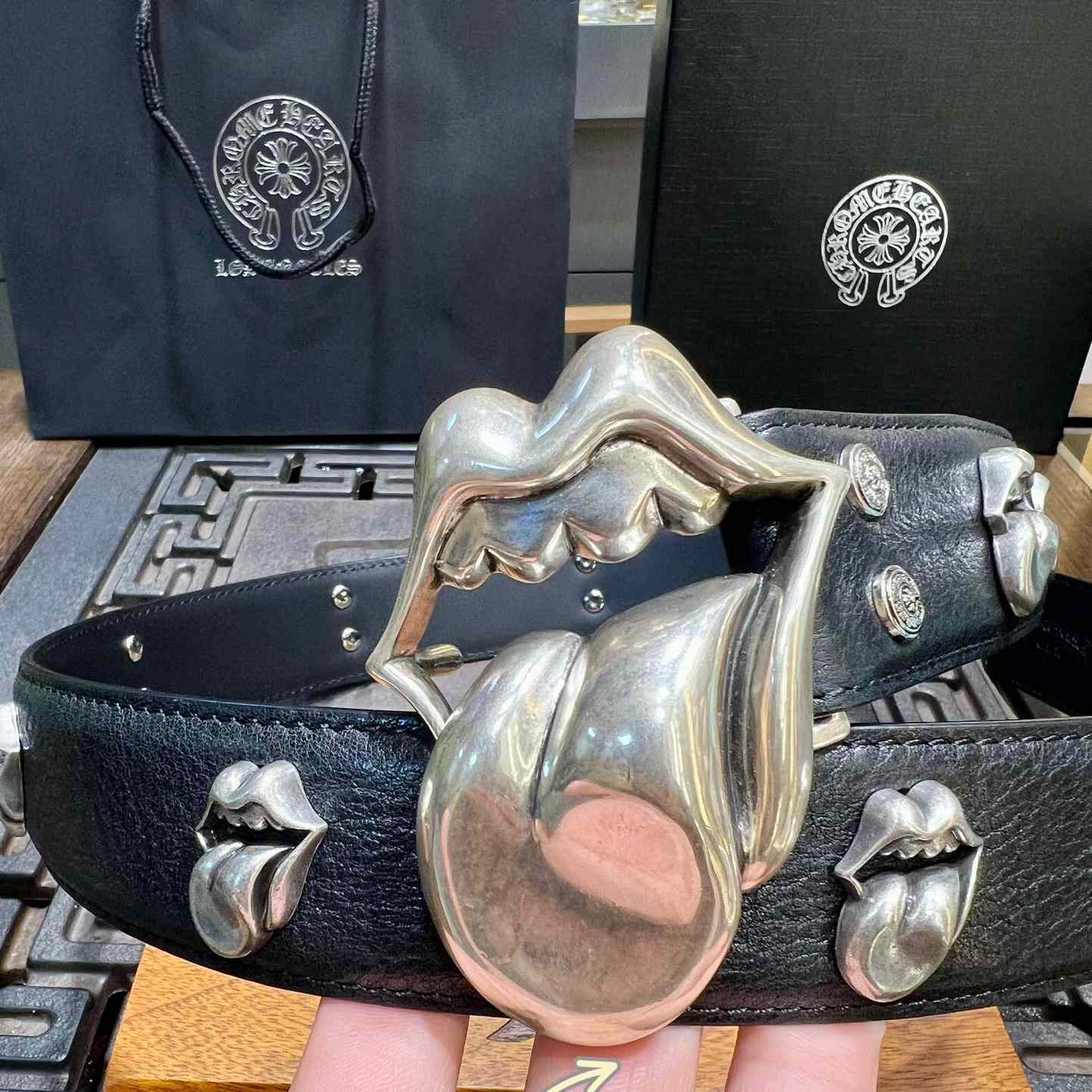 Chrome Hearts Rolling Stones Studded Belt & Buckle - PerfectKickZ