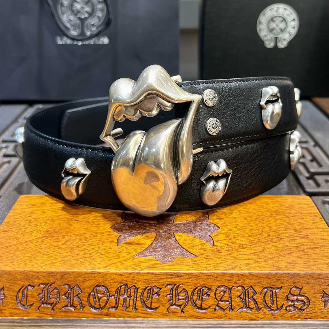 Chrome Hearts Rolling Stones Studded Belt & Buckle - PerfectKickZ