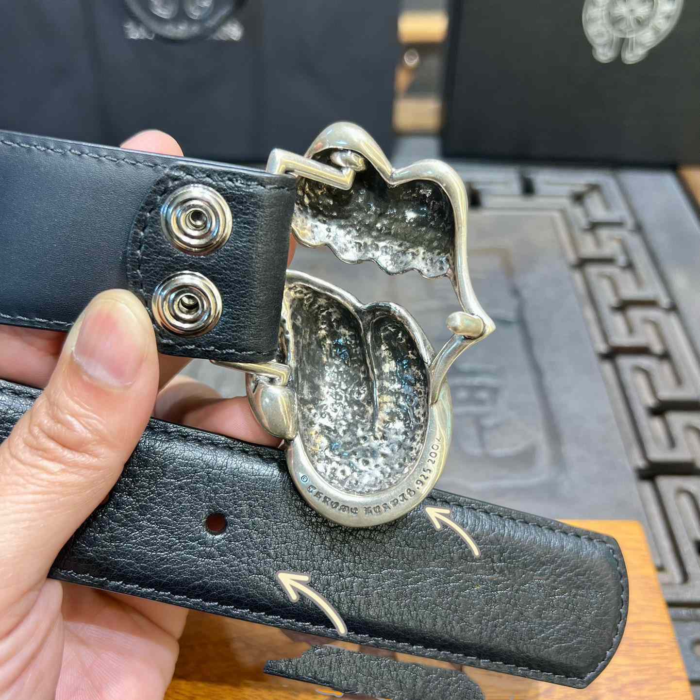 Chrome Hearts Rolling Stones Studded Belt & Buckle - PerfectKickZ
