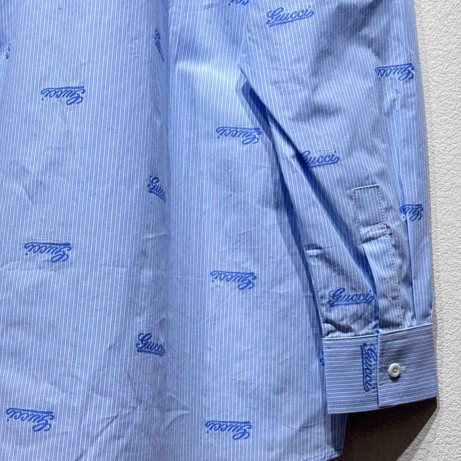 Gucci Embroidered Striped Cotton Shirt - PerfectKickZ
