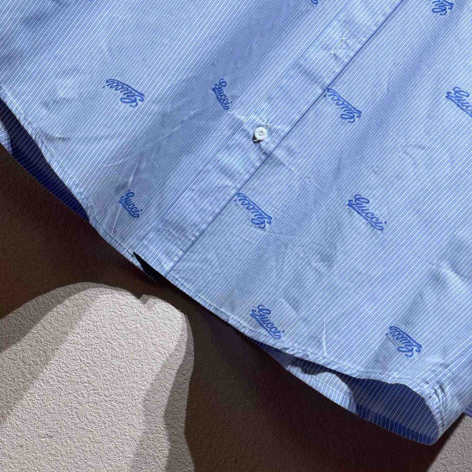 Gucci Embroidered Striped Cotton Shirt - PerfectKickZ