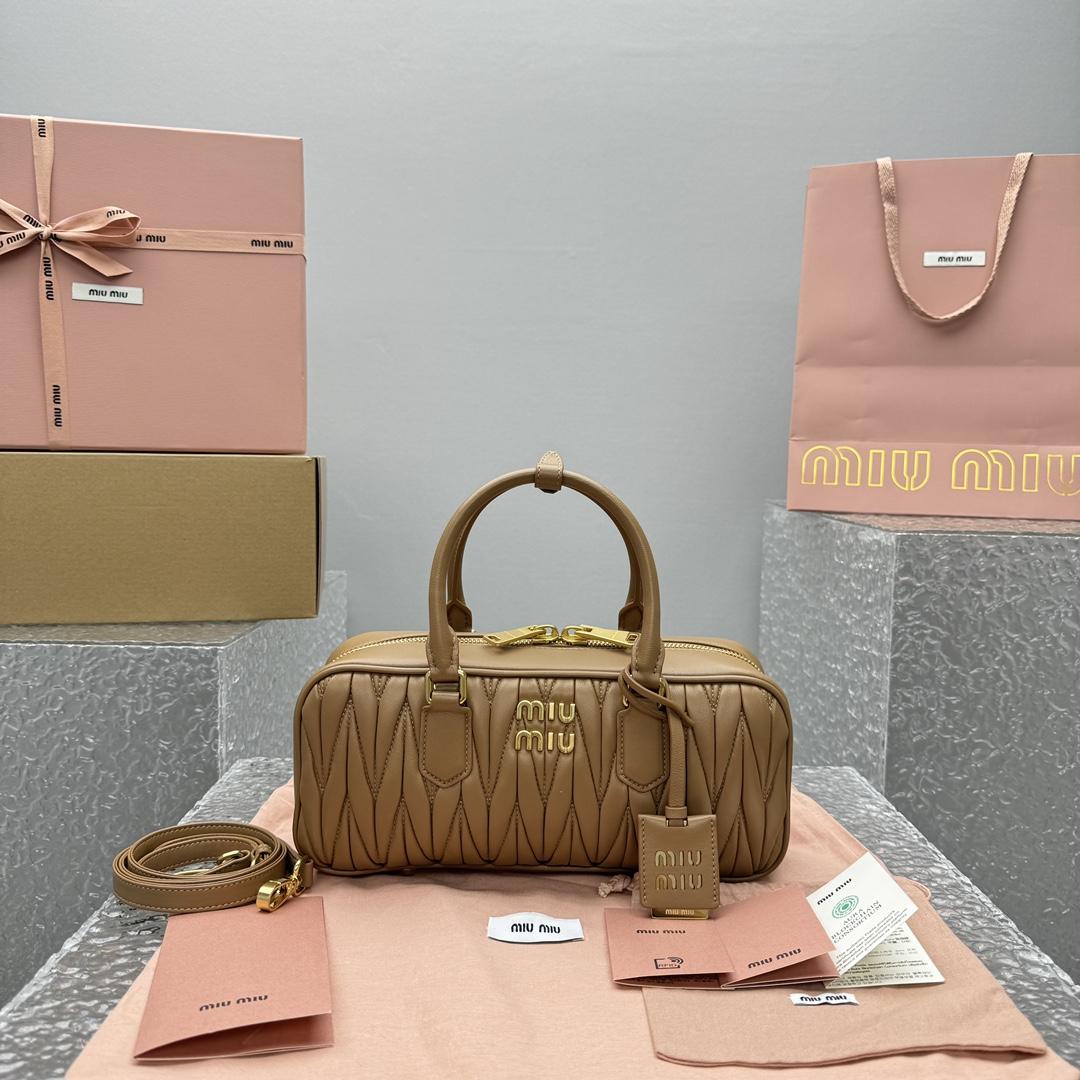 Miu Miu Arcadie Matelassé Nappa Leather Bag   27-12-9cm - PerfectKickZ