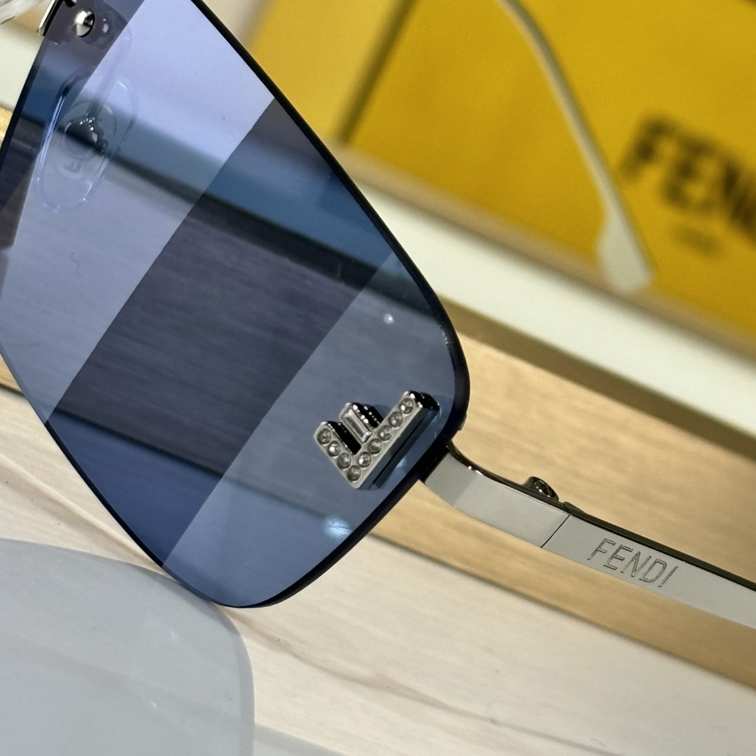 Fendi First Crystal Palladium-colored Sunglasses With Blue Lenses    - PerfectKickZ