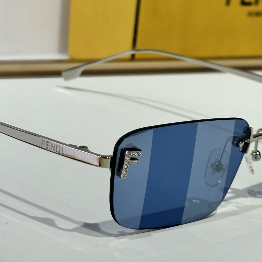 Fendi First Crystal Palladium-colored Sunglasses With Blue Lenses    - PerfectKickZ
