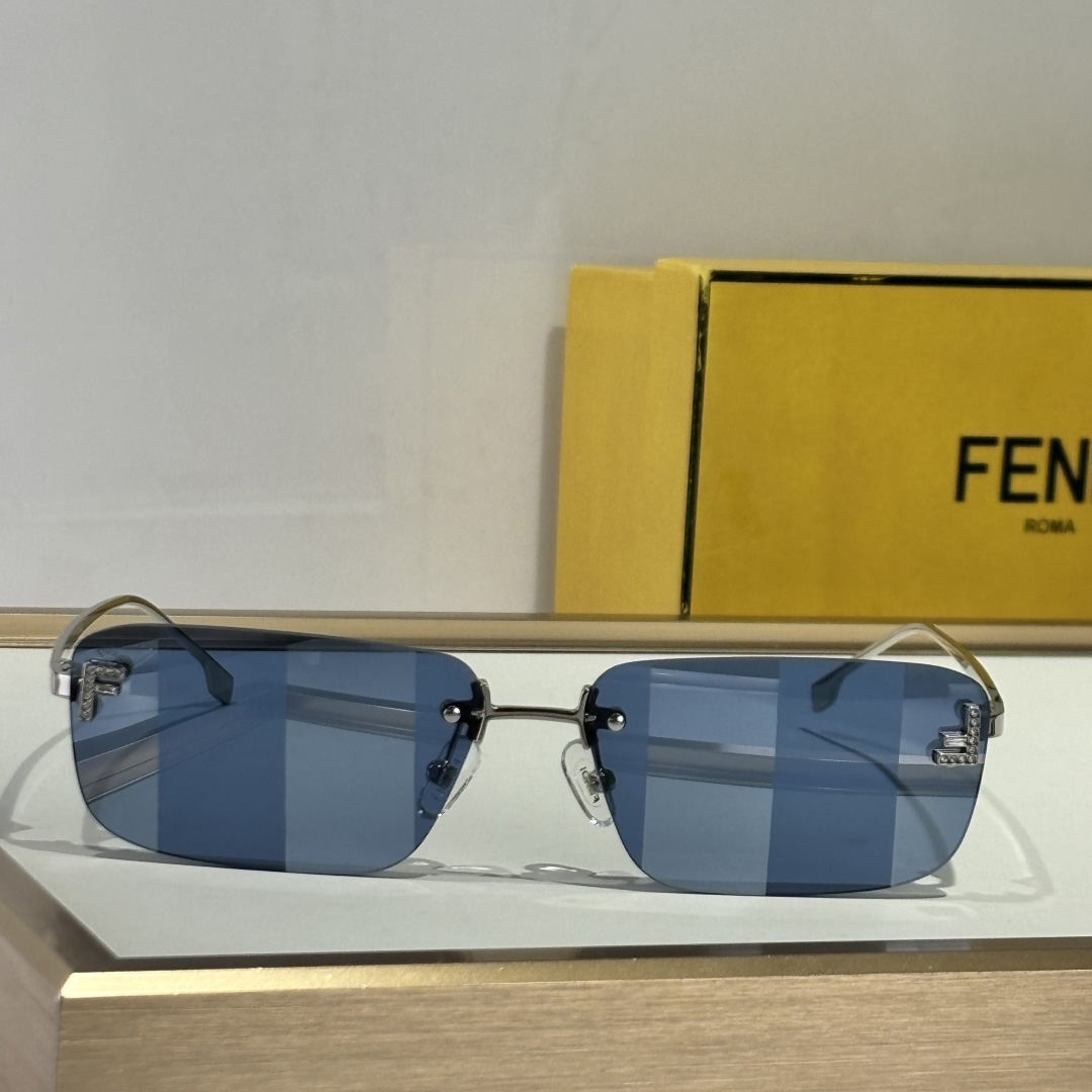 Fendi First Crystal Palladium-colored Sunglasses With Blue Lenses    - PerfectKickZ