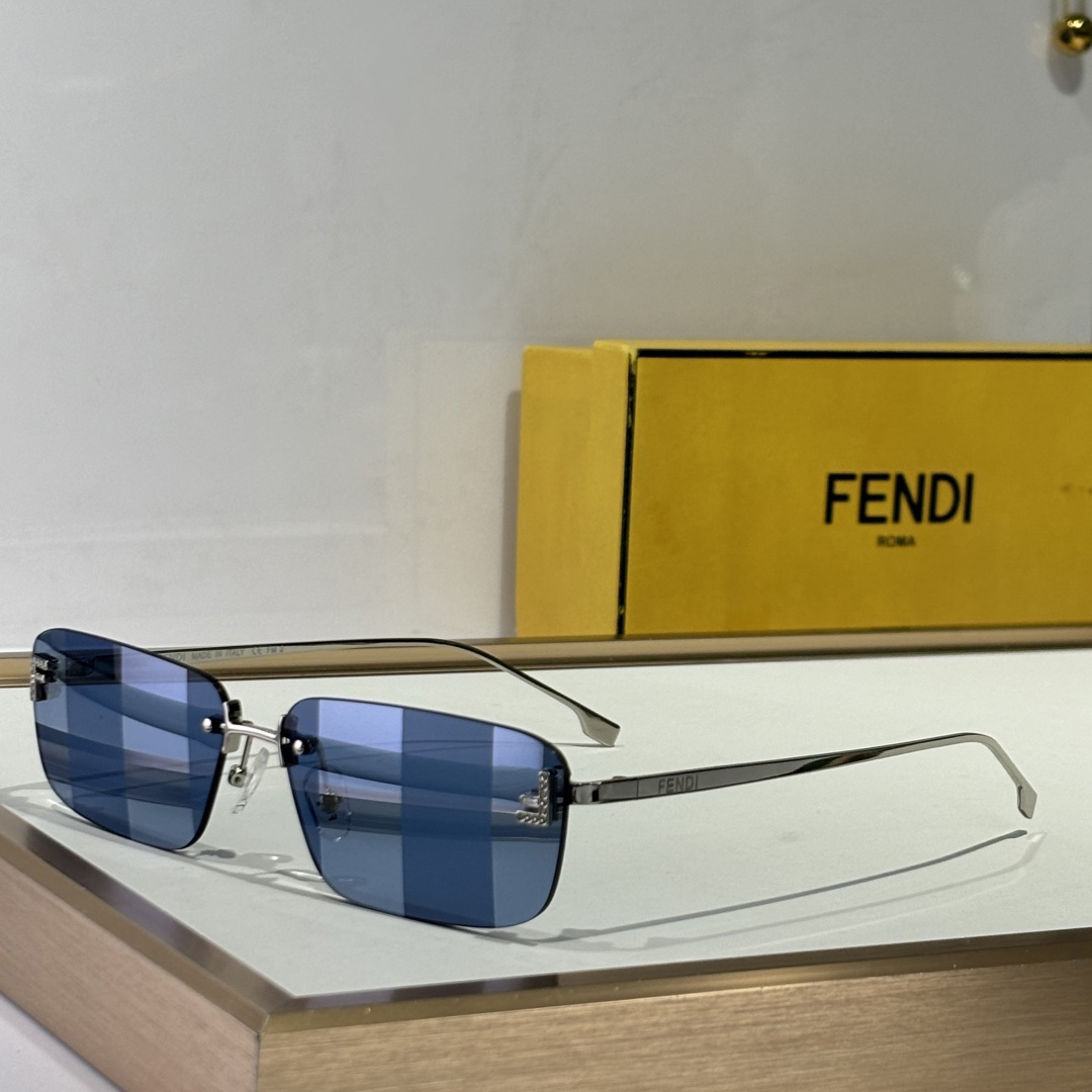 Fendi First Crystal Palladium-colored Sunglasses With Blue Lenses    - PerfectKickZ