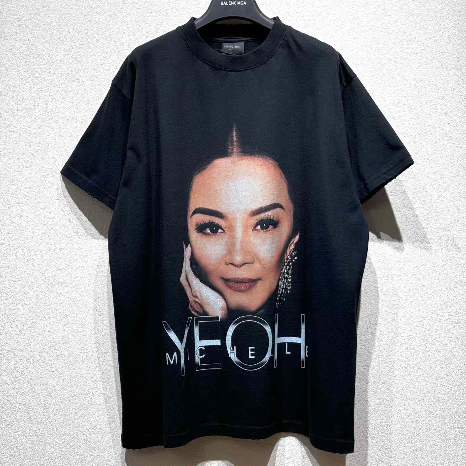 Balenciaga Michelle Boxy T-Shirt In faded Washed Black Dry Jersey - PerfectKickZ