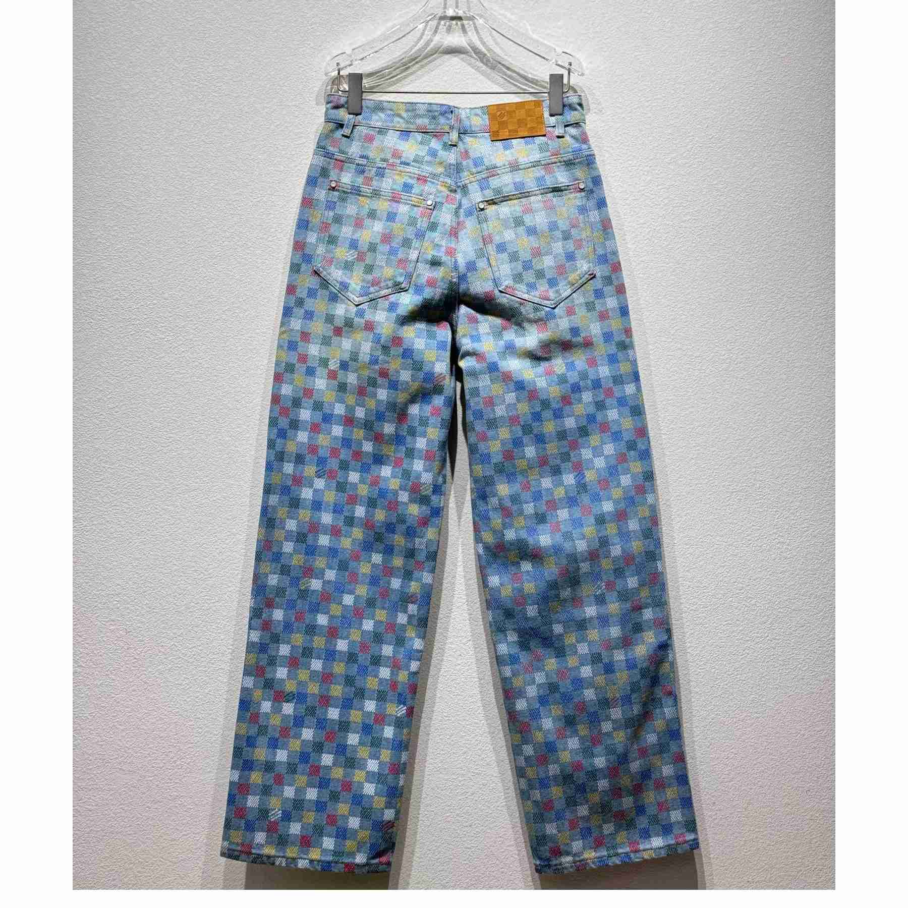 Louis Vuitton Damier Denim Wide-Leg Pants  1AHBMK - PerfectKickZ
