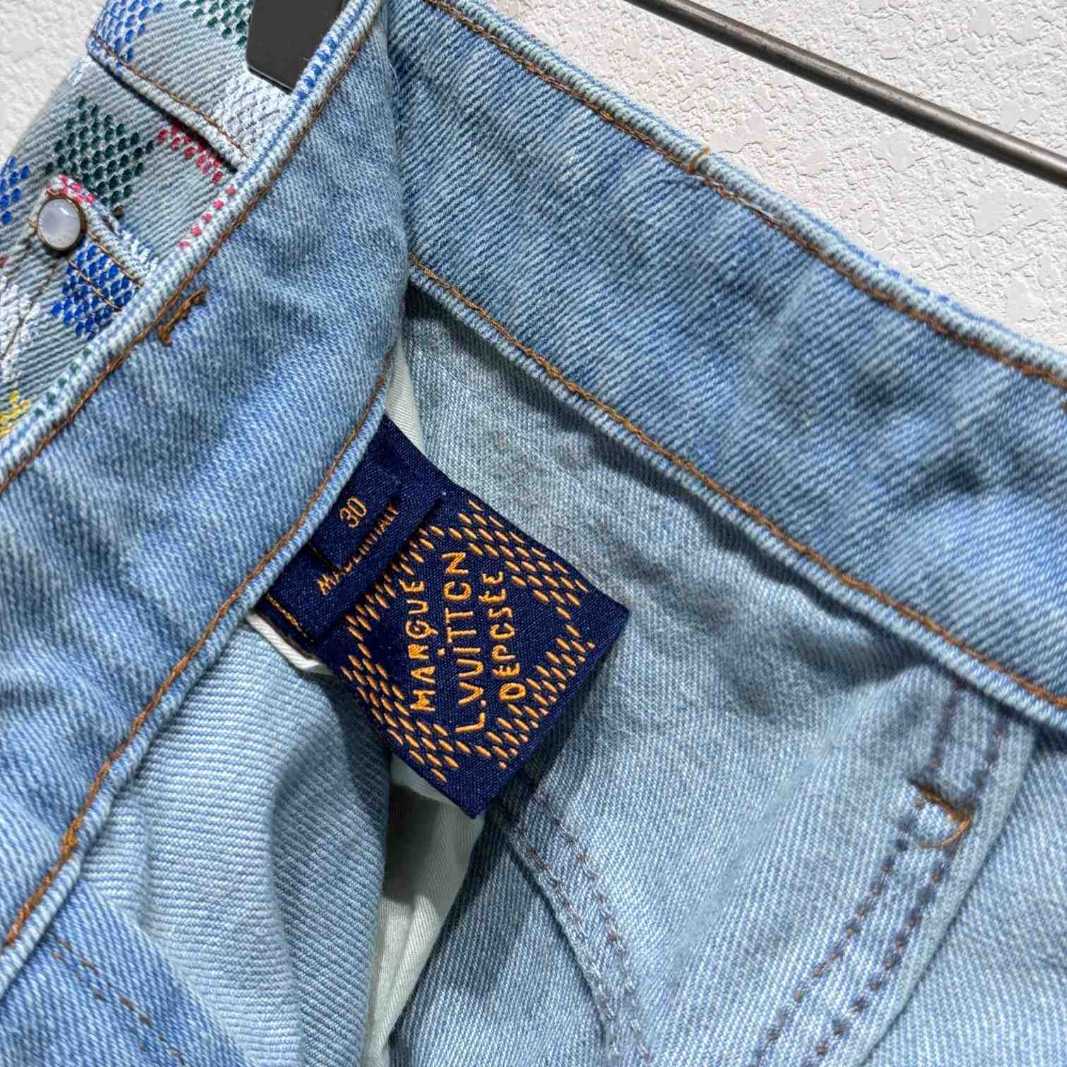Louis Vuitton Damier Denim Wide-Leg Pants  1AHBMK - PerfectKickZ