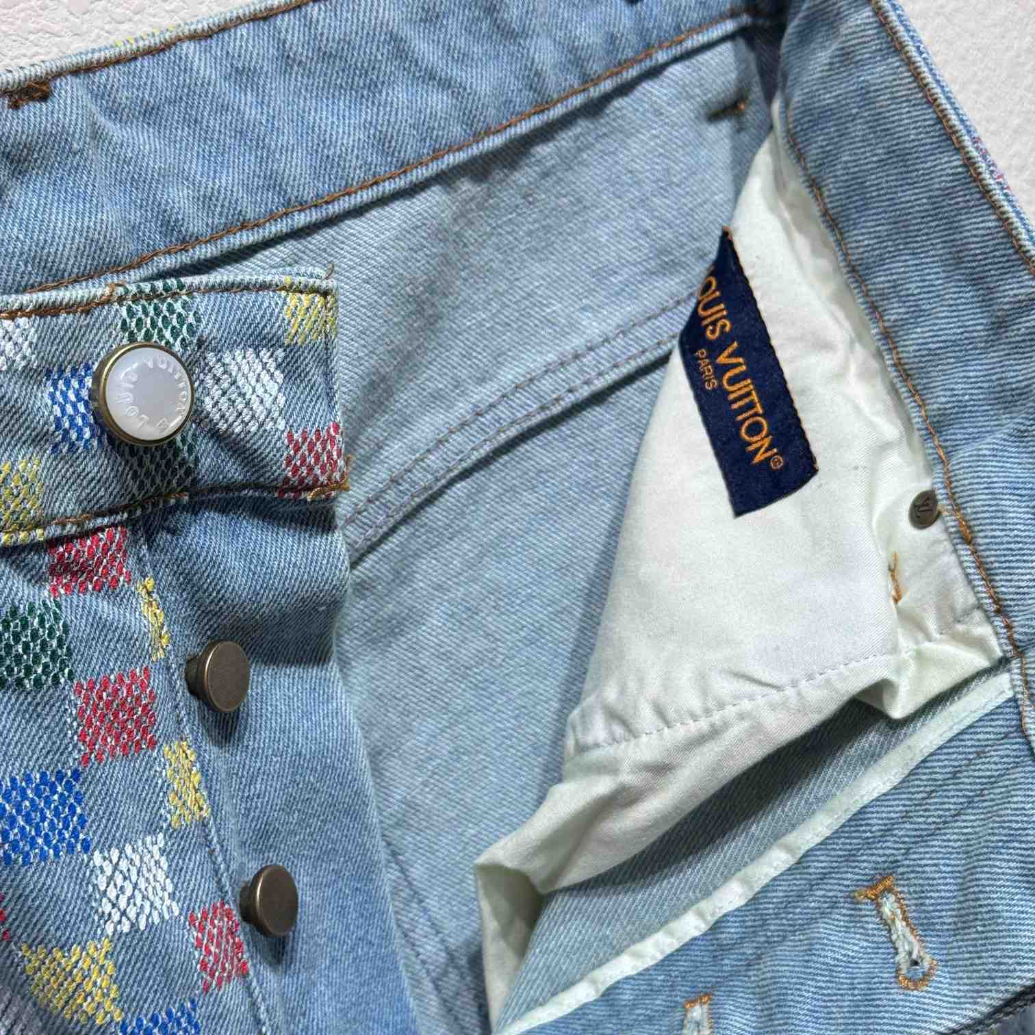 Louis Vuitton Damier Denim Wide-Leg Pants  1AHBMK - PerfectKickZ