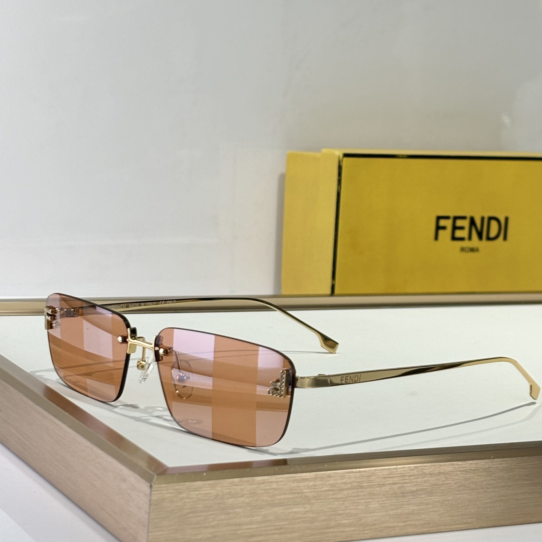 Fendi First Crystal Gold-colored Sunglasses With Rust-colored Lenses - PerfectKickZ