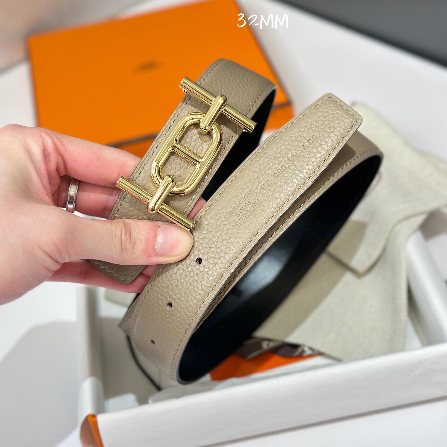 Hermes Ancre Buckle & Reversible Leather Strap 32mm - PerfectKickZ
