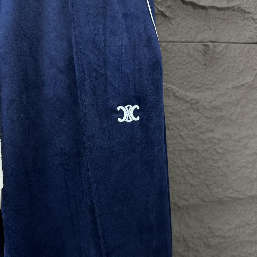 Celine Straight-Leg Logo-Embroidered Cotton-Blend Velour Track Pants - PerfectKickZ