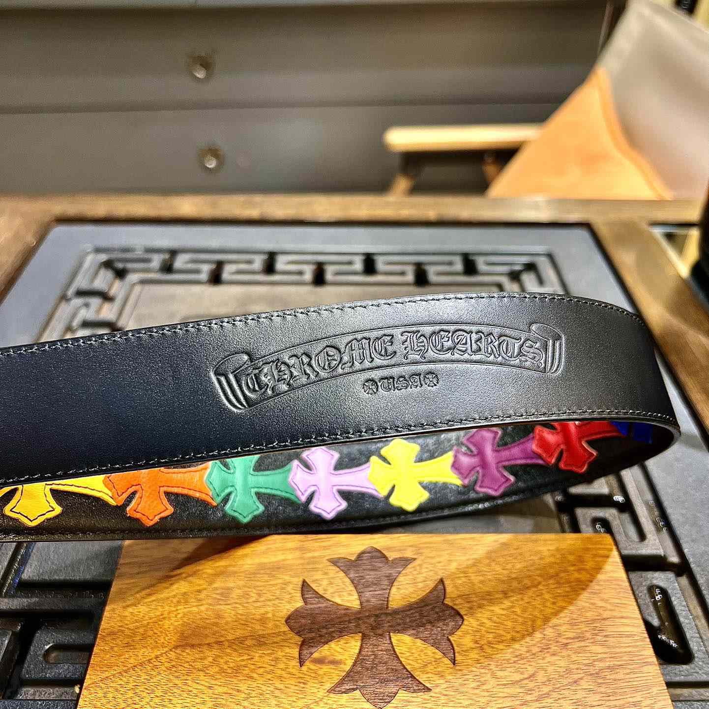 Chrome Hearts Colorful Cross Stitch CH Crochet Belt - PerfectKickZ
