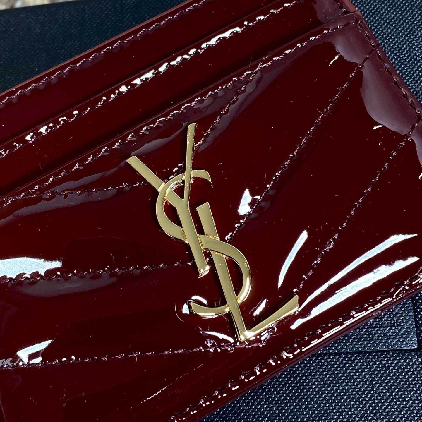 Saint Laurent Cassandre Matelasse Card Case In Patent Leather - PerfectKickZ