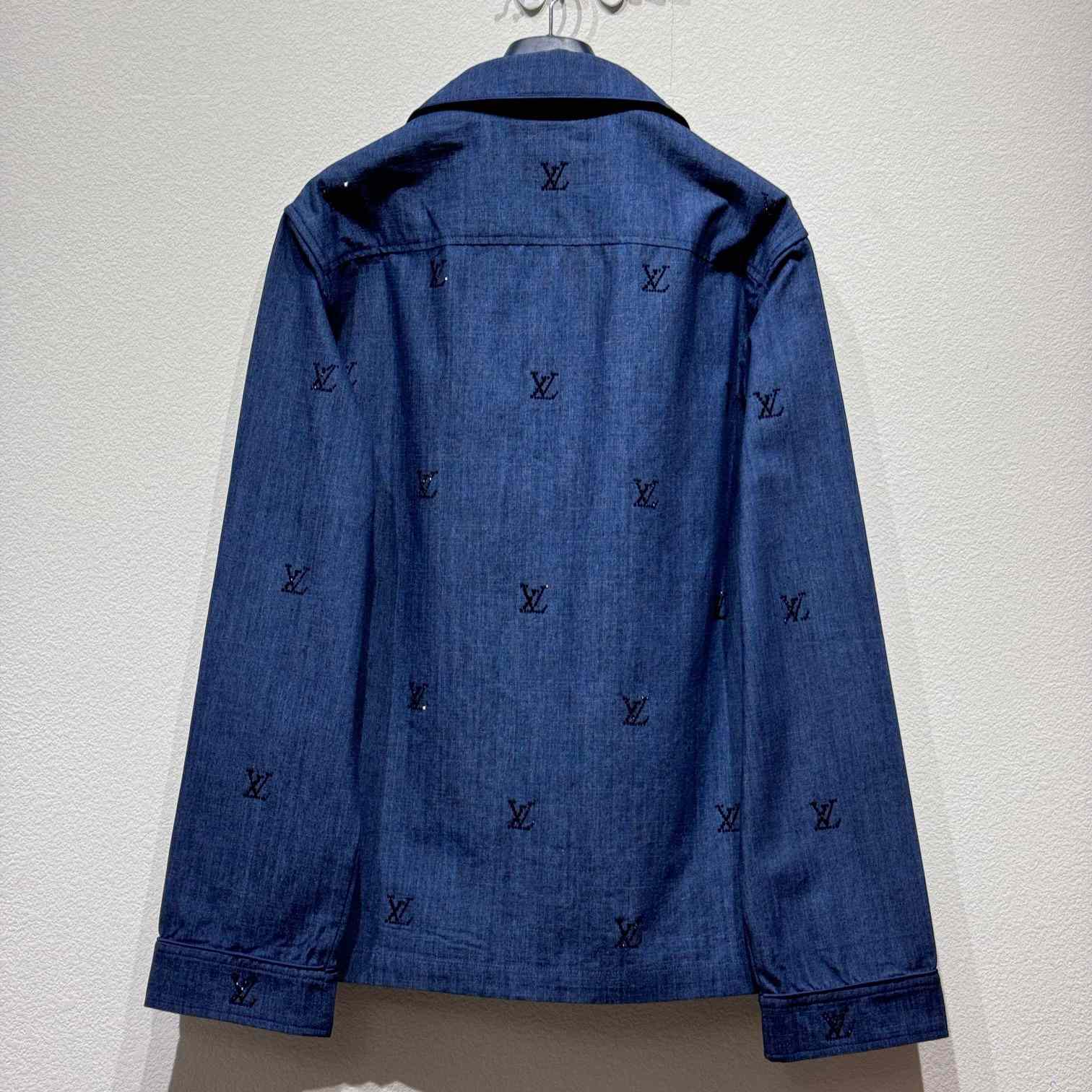 Louis Vuitton LV Blason Embellished Denim Pajama Shirt   1AGJMI - PerfectKickZ
