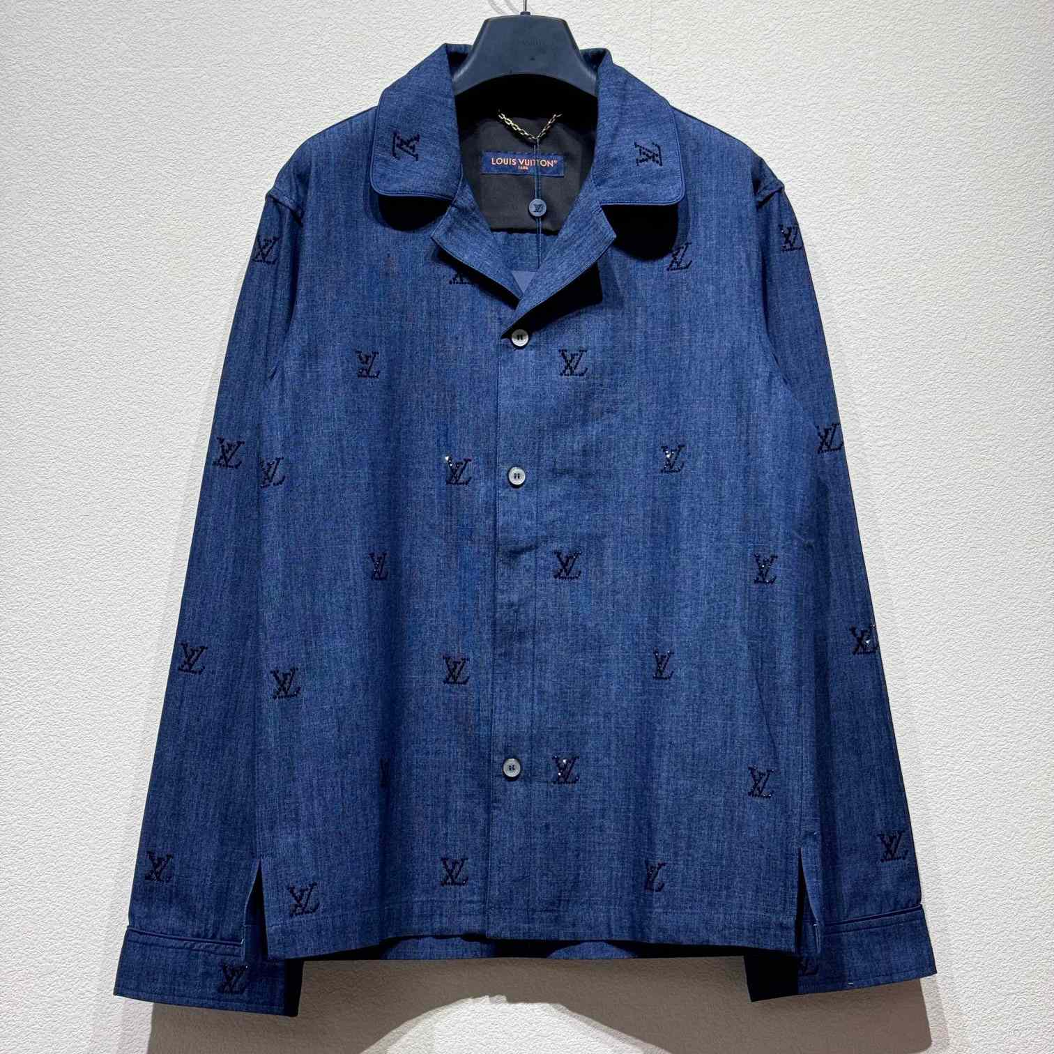 Louis Vuitton LV Blason Embellished Denim Pajama Shirt   1AGJMI - PerfectKickZ