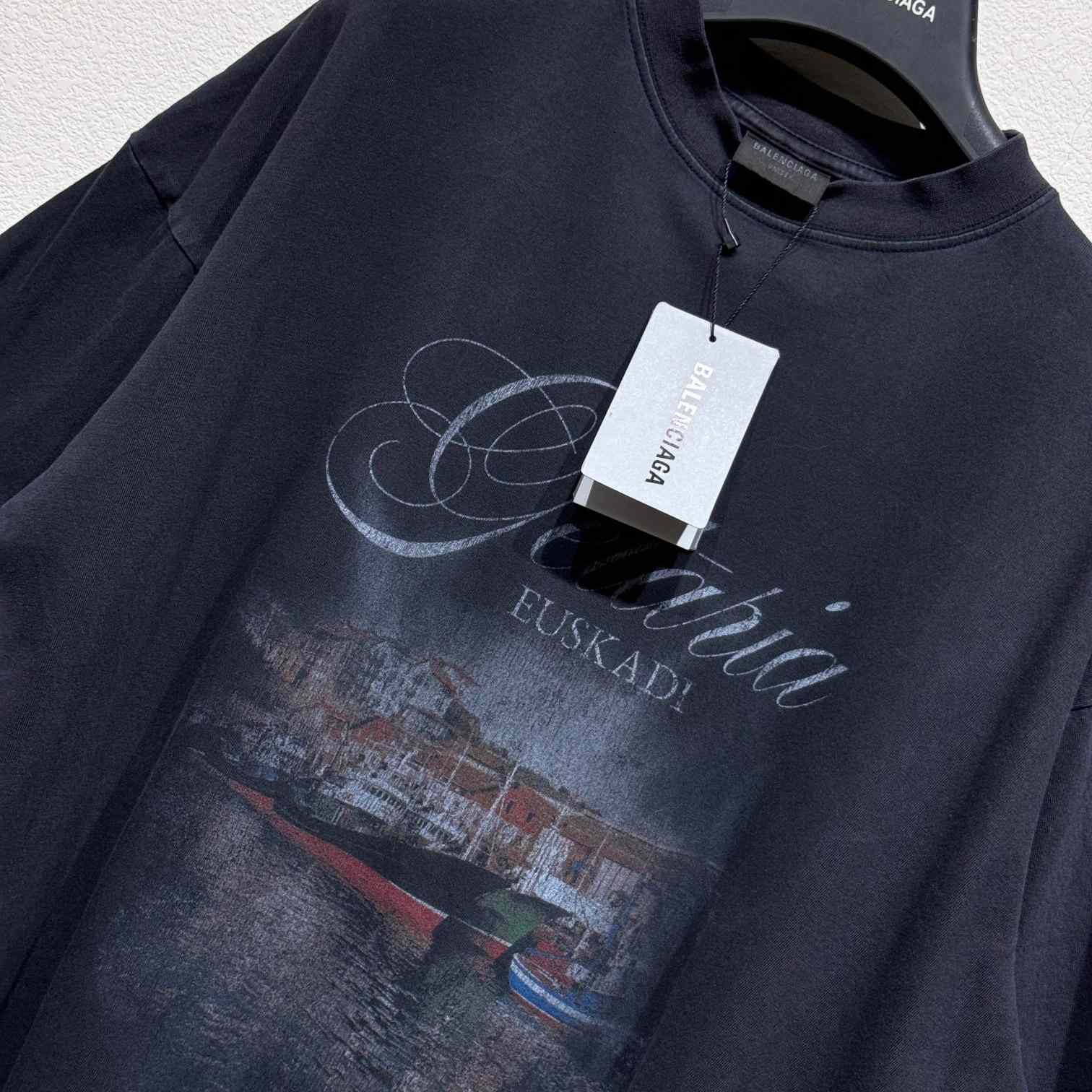 Balenciaga Getaria T-Shirt Oversize Fit In Washed Black Tubular Jersey - PerfectKickZ