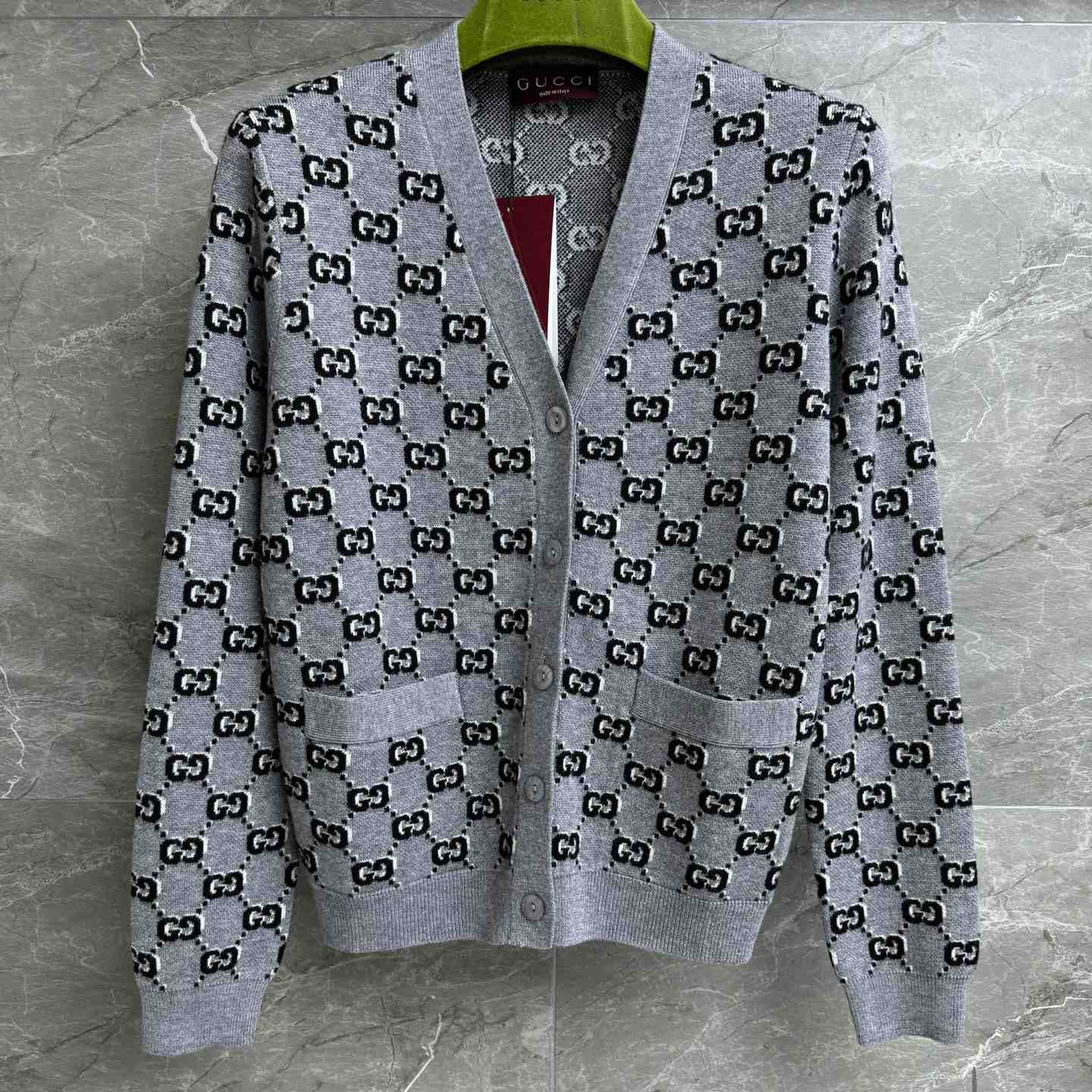 Gucci Wool Jacquard Cardigan With GG Shadow - PerfectKickZ
