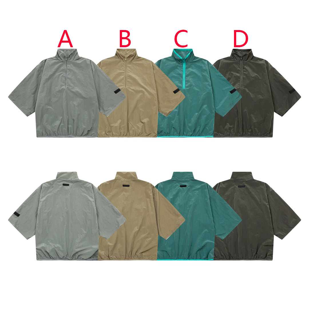 Fear of God Essentials Crinkle Nylon Half Zip Short-Sleeve Shirt - PerfectKickZ