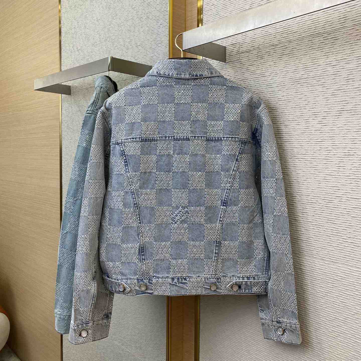Louis Vuitton Damier Denim Jacket With Crystal - PerfectKickZ