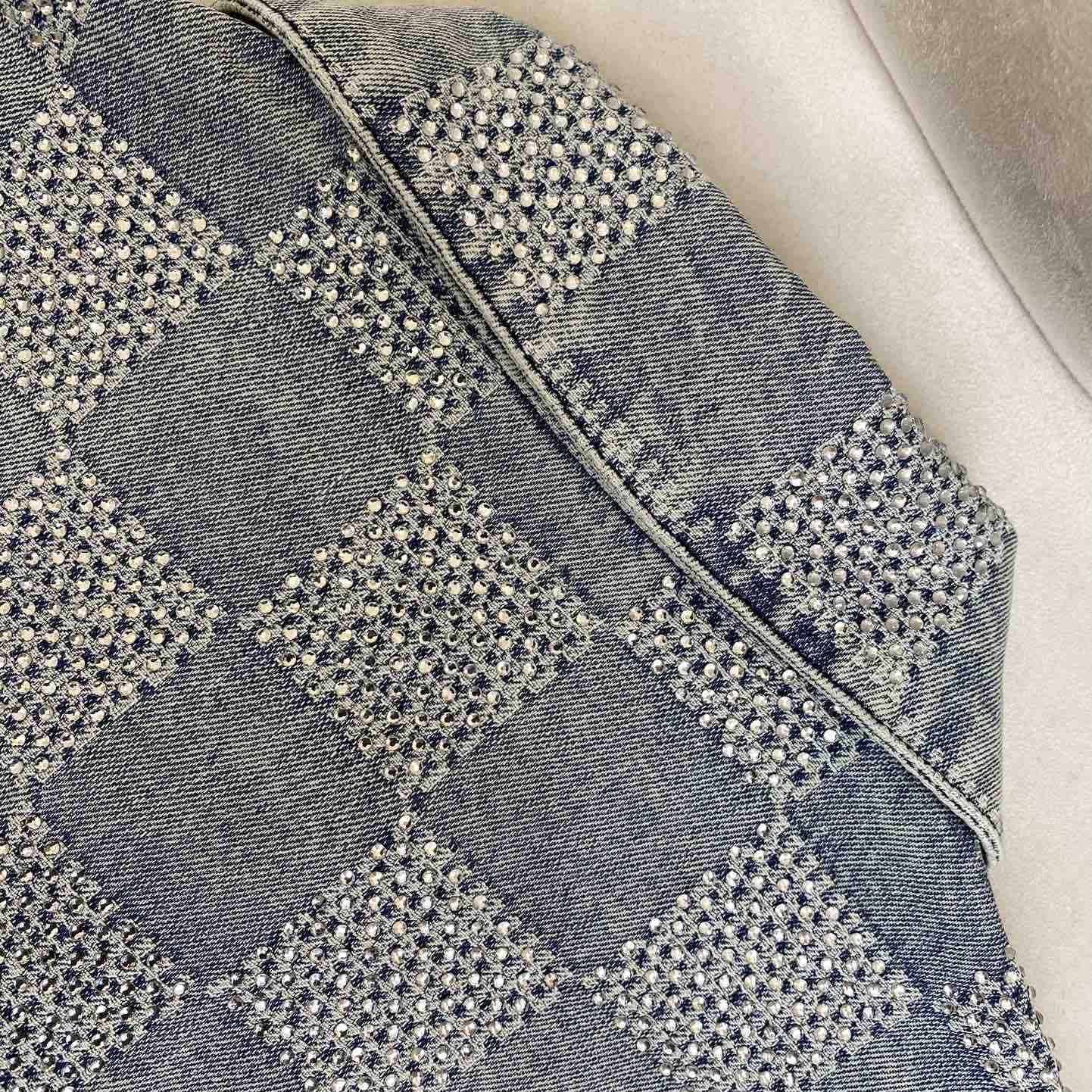 Louis Vuitton Damier Denim Jacket With Crystal - PerfectKickZ