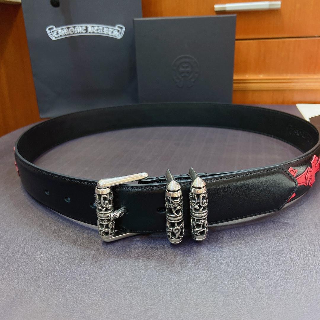 Chrome Hearts Leather Belt   38MM - PerfectKickZ