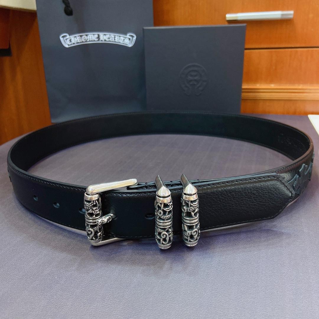 Chrome Hearts Leather Belt   38MM - PerfectKickZ