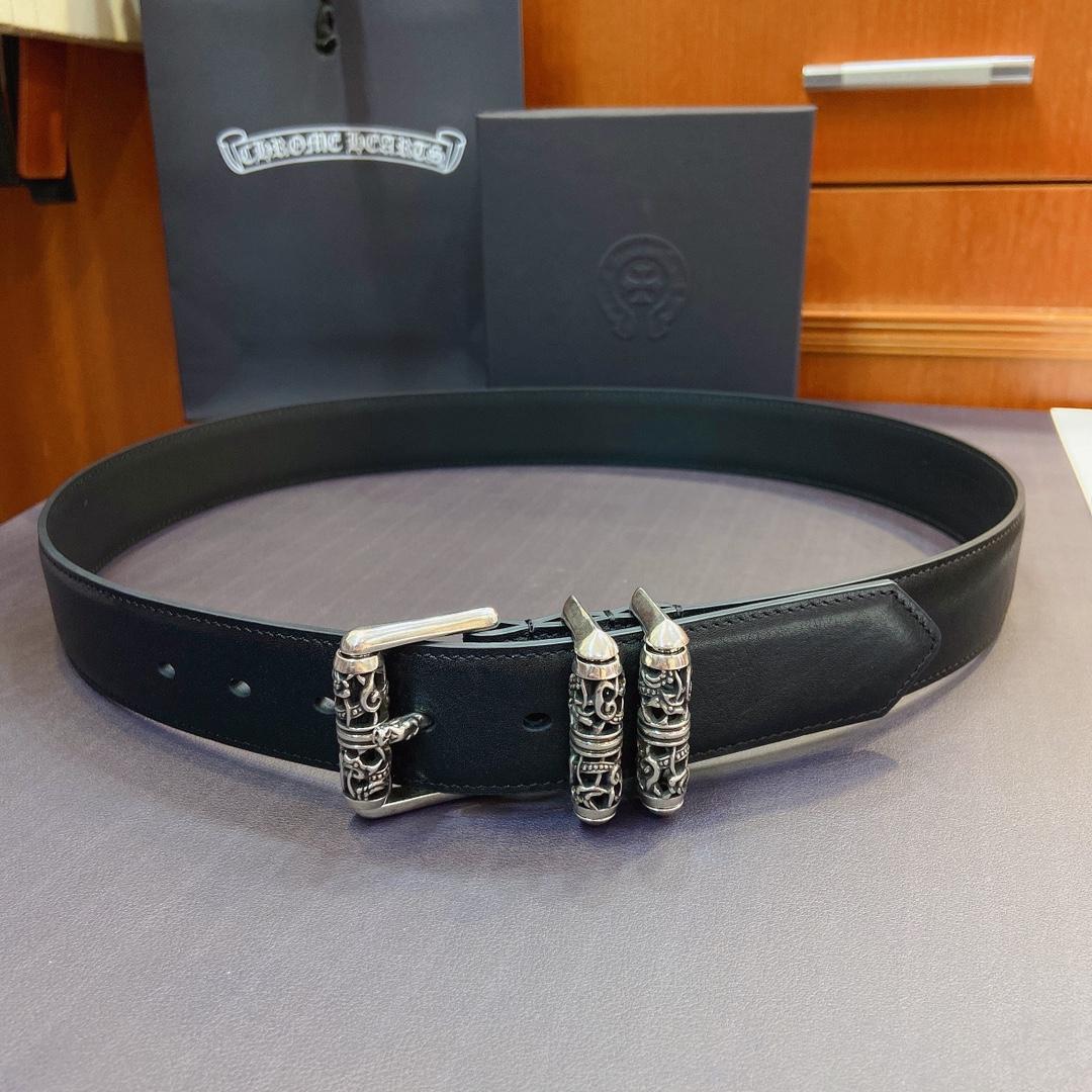 Chrome Hearts Leather Belt   38MM - PerfectKickZ