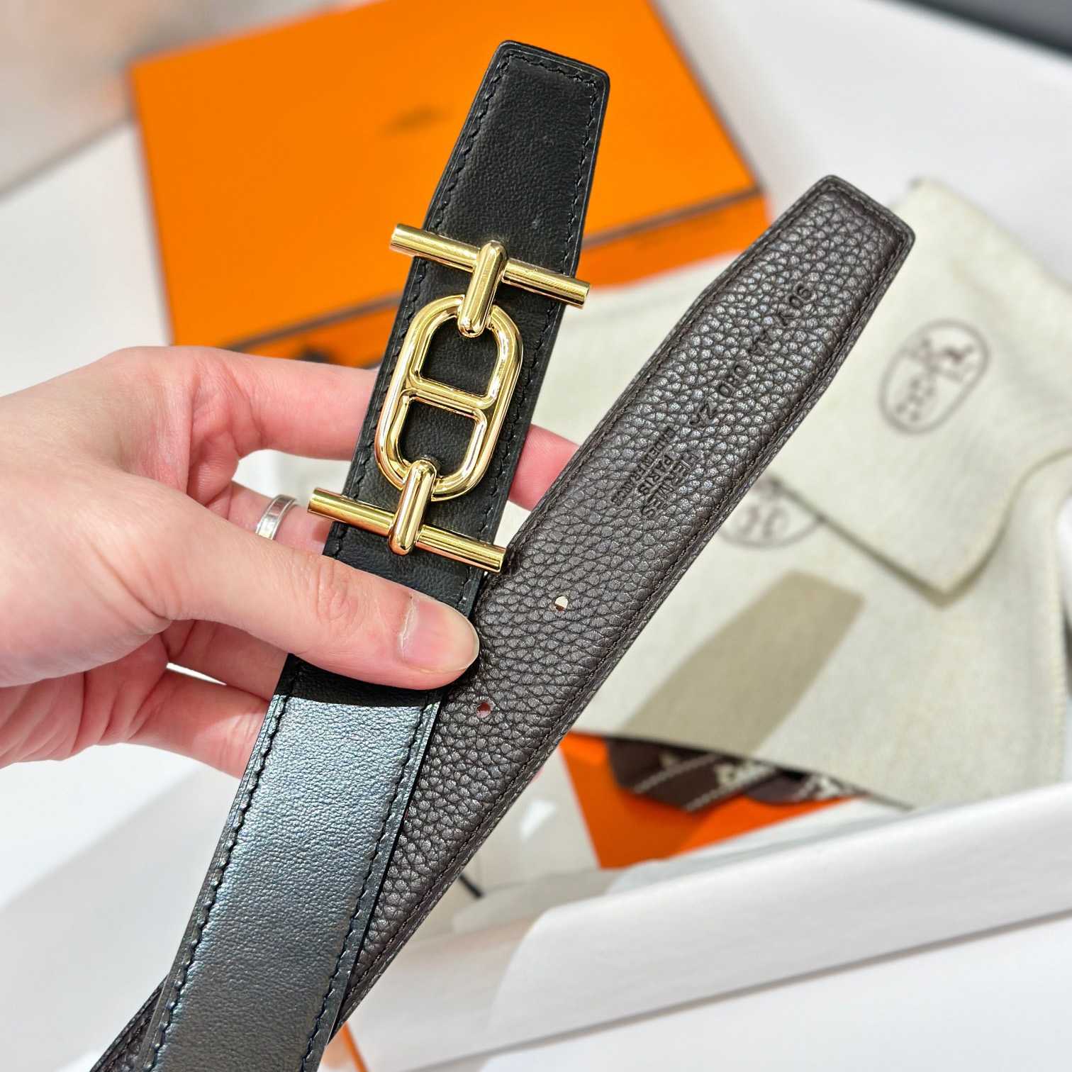 Hermes Ancre Buckle & Reversible Leather Strap 32mm - PerfectKickZ