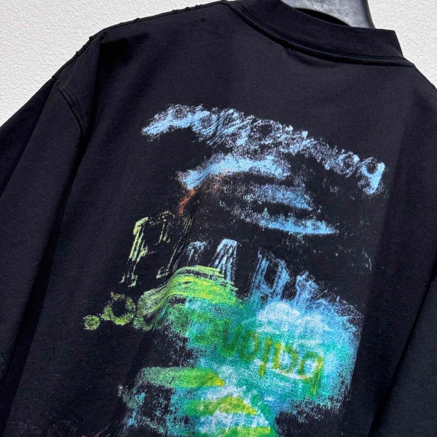 Balenciaga DIY Imprint T-Shirt In Washed Black Vintage Jersey - 