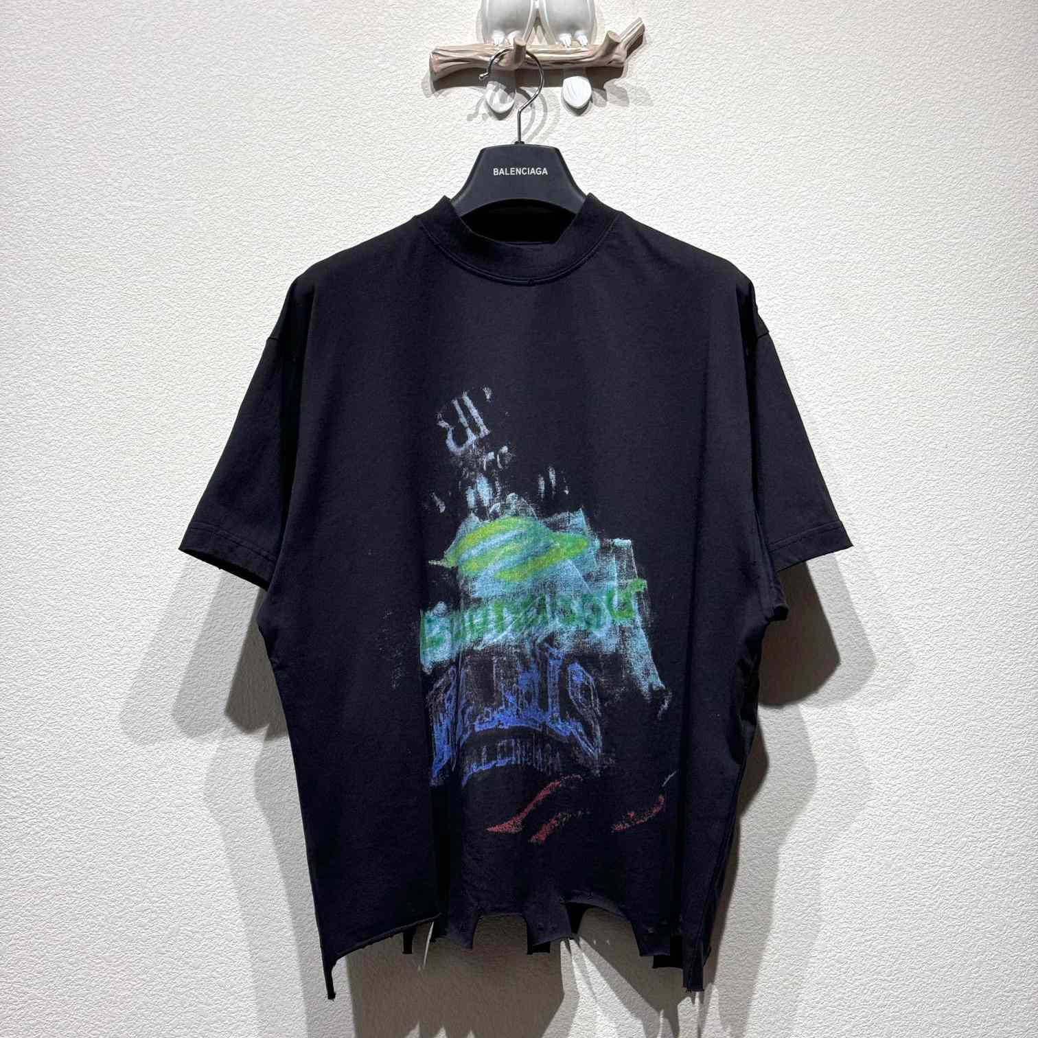 Balenciaga DIY Imprint T-Shirt In Washed Black Vintage Jersey - PerfectKickZ