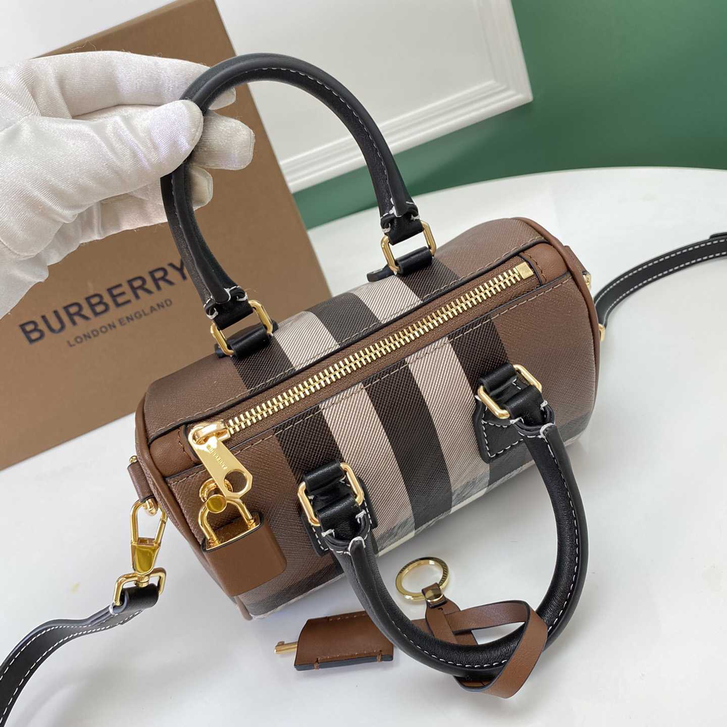 Burberry Mini Check Bowling Bag - 