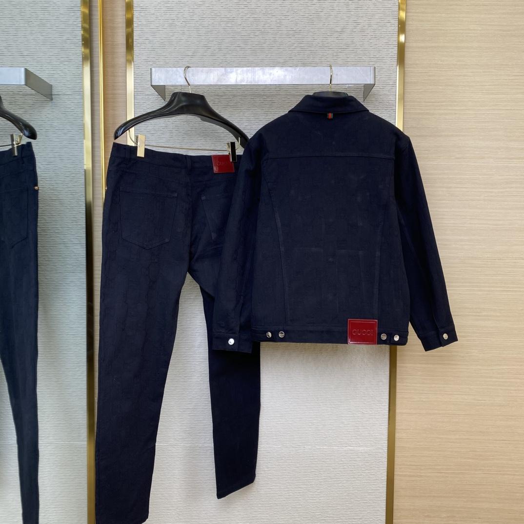 Gucci GG Denim Jacquard Jacket And Jeans - PerfectKickZ