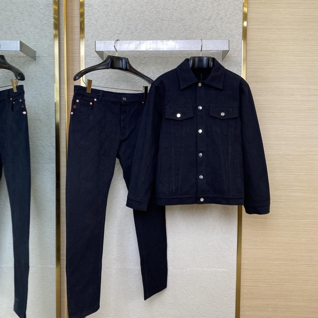 Gucci GG Denim Jacquard Jacket And Jeans - PerfectKickZ