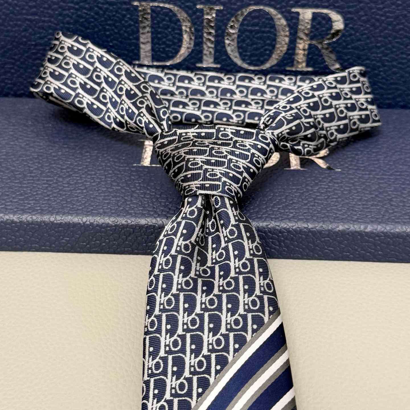 Dior Striped Dior Oblique Tie - PerfectKickZ