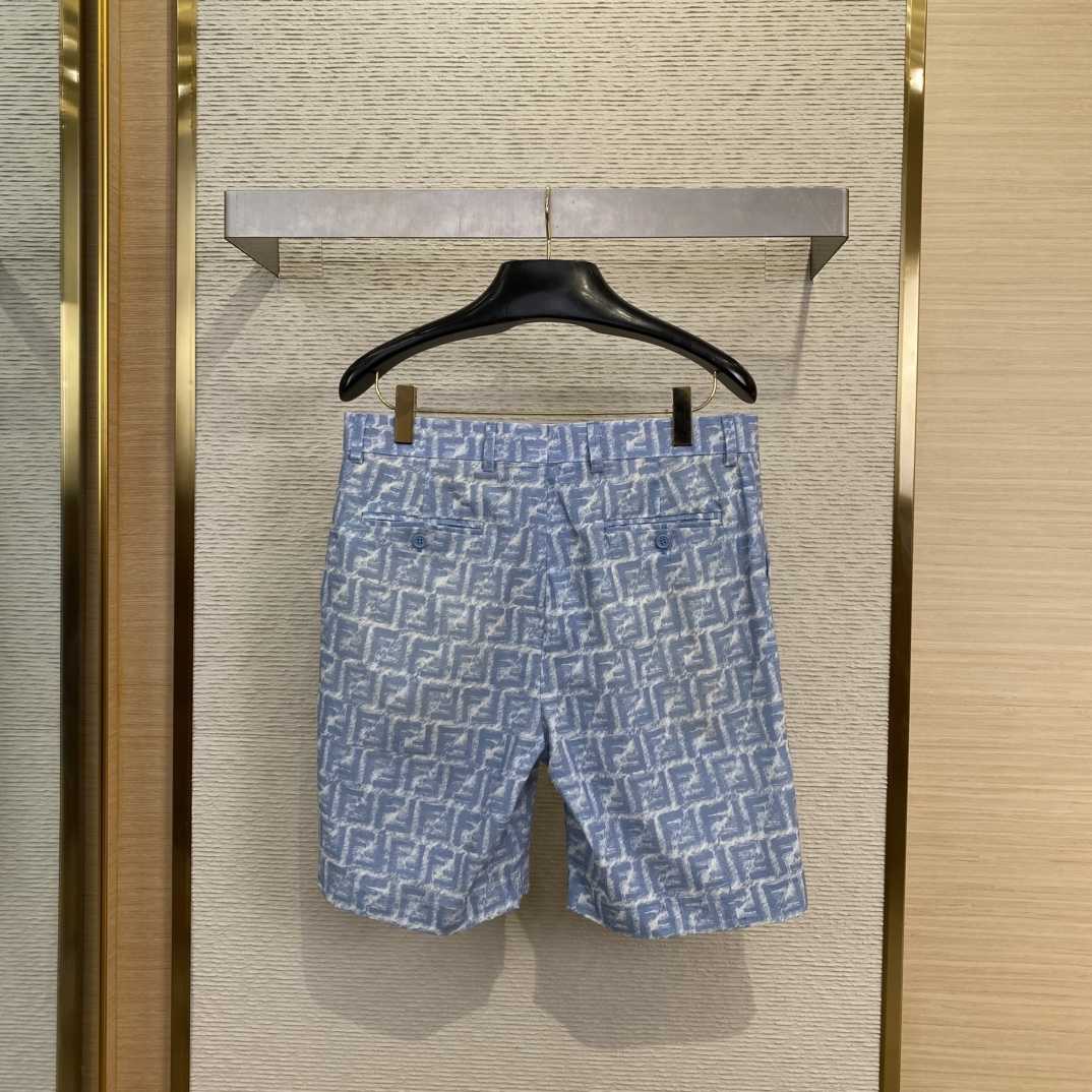 Fendi Blue FF Linen Shorts - PerfectKickZ