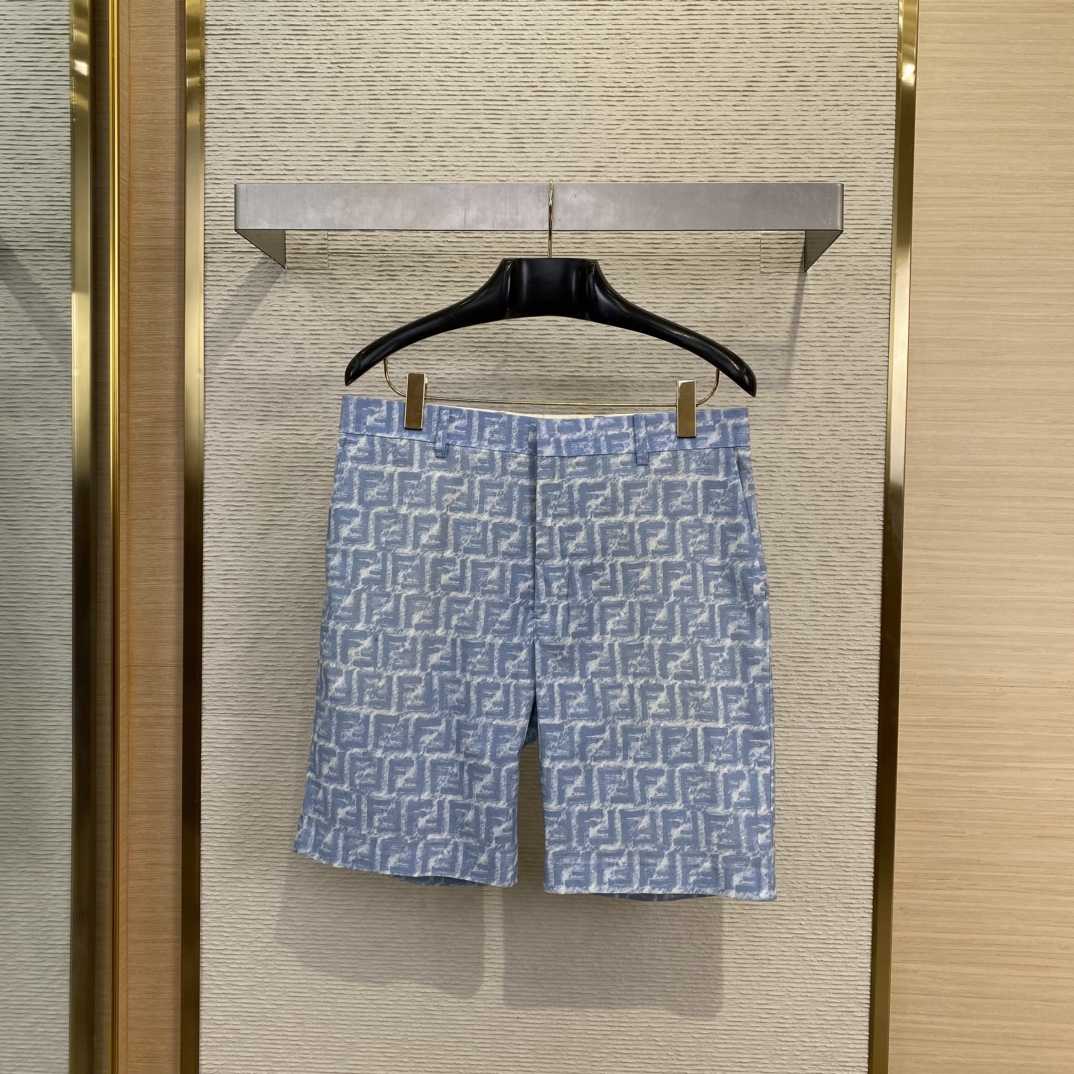 Fendi Blue FF Linen Shorts - PerfectKickZ