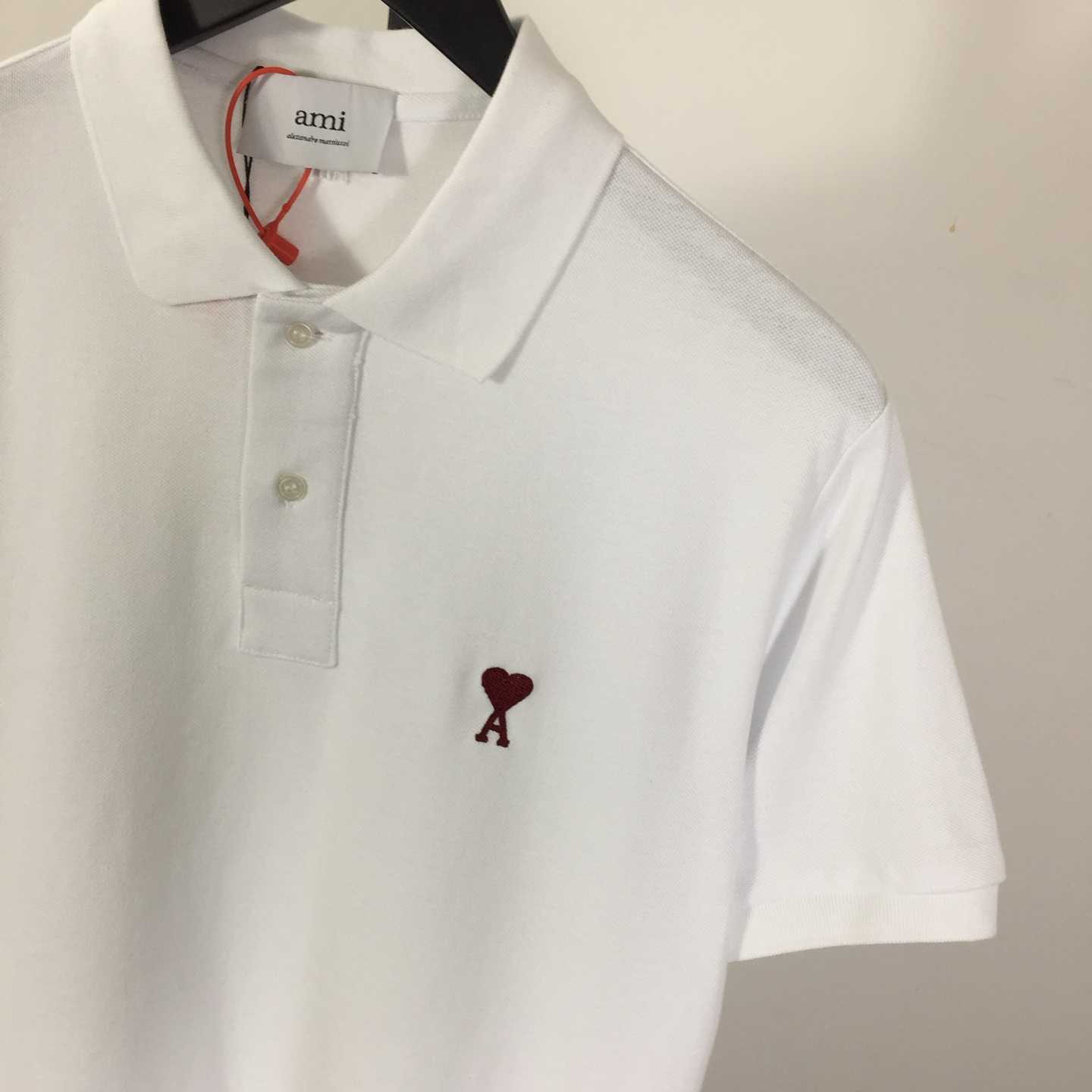 Ami Paris Ami De Coeur Embroidered Polo Shirt - PerfectKickZ