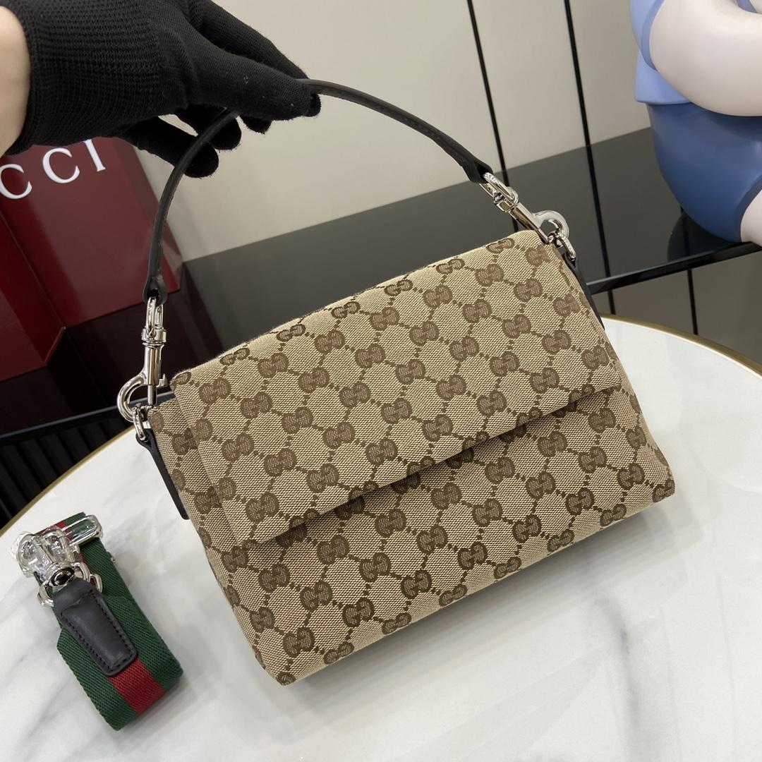 Gucci Small GG Crossbody Bag With Web - PerfectKickZ