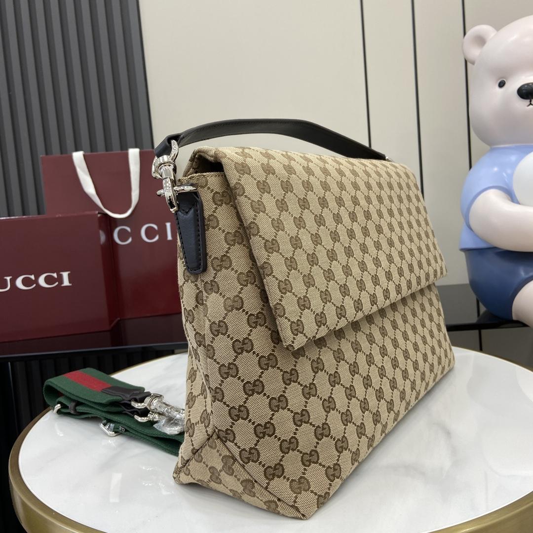 Gucci Medium GG Crossbody Bag With Web - PerfectKickZ
