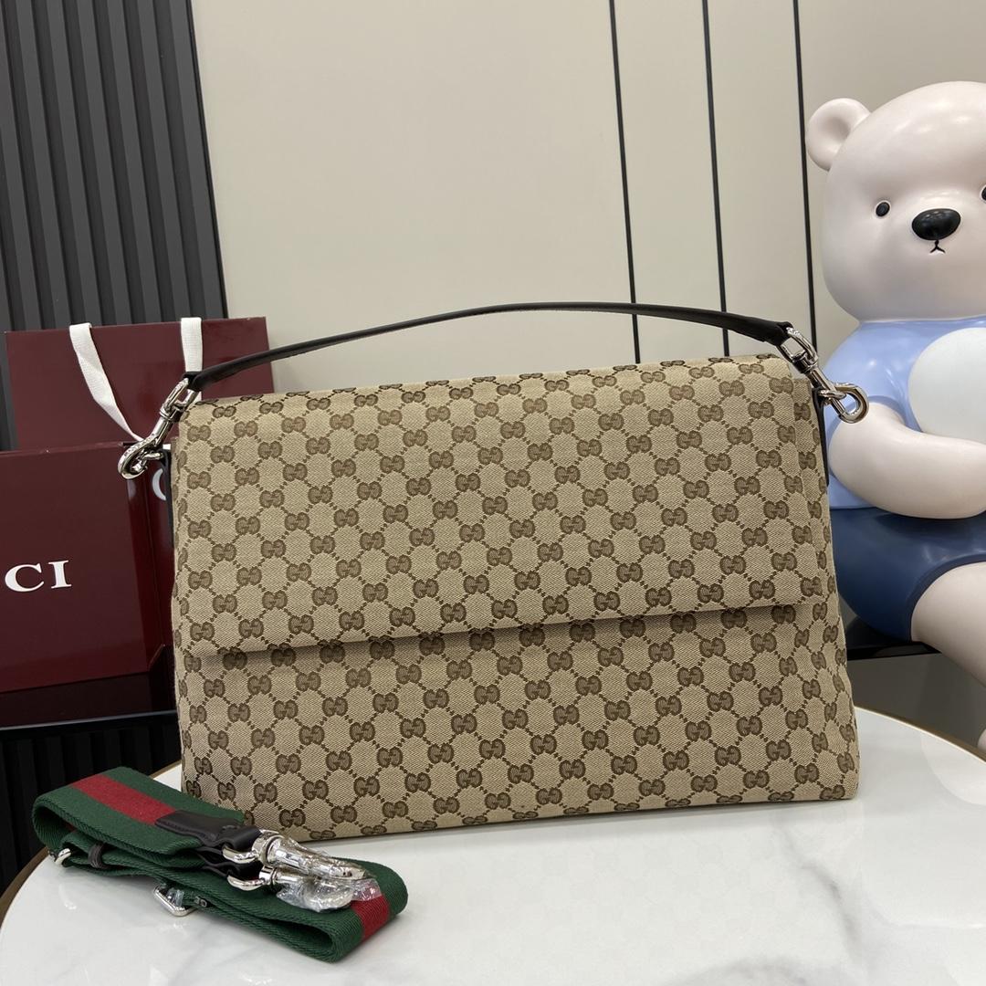 Gucci Medium GG Crossbody Bag With Web - PerfectKickZ