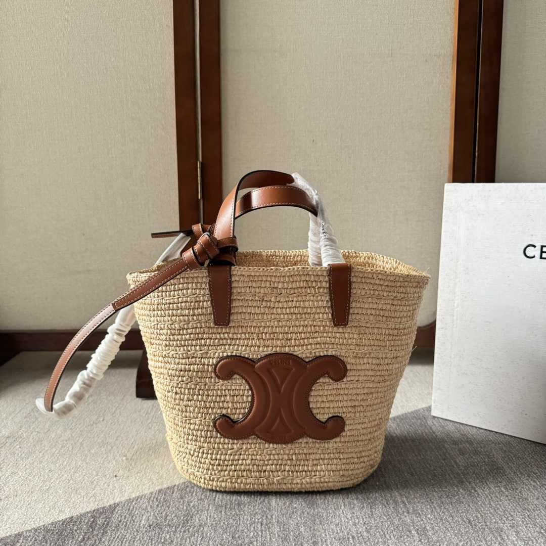 Celine Teen Supple Celine Classic Panier In Raffia And Calfskin - PerfectKickZ
