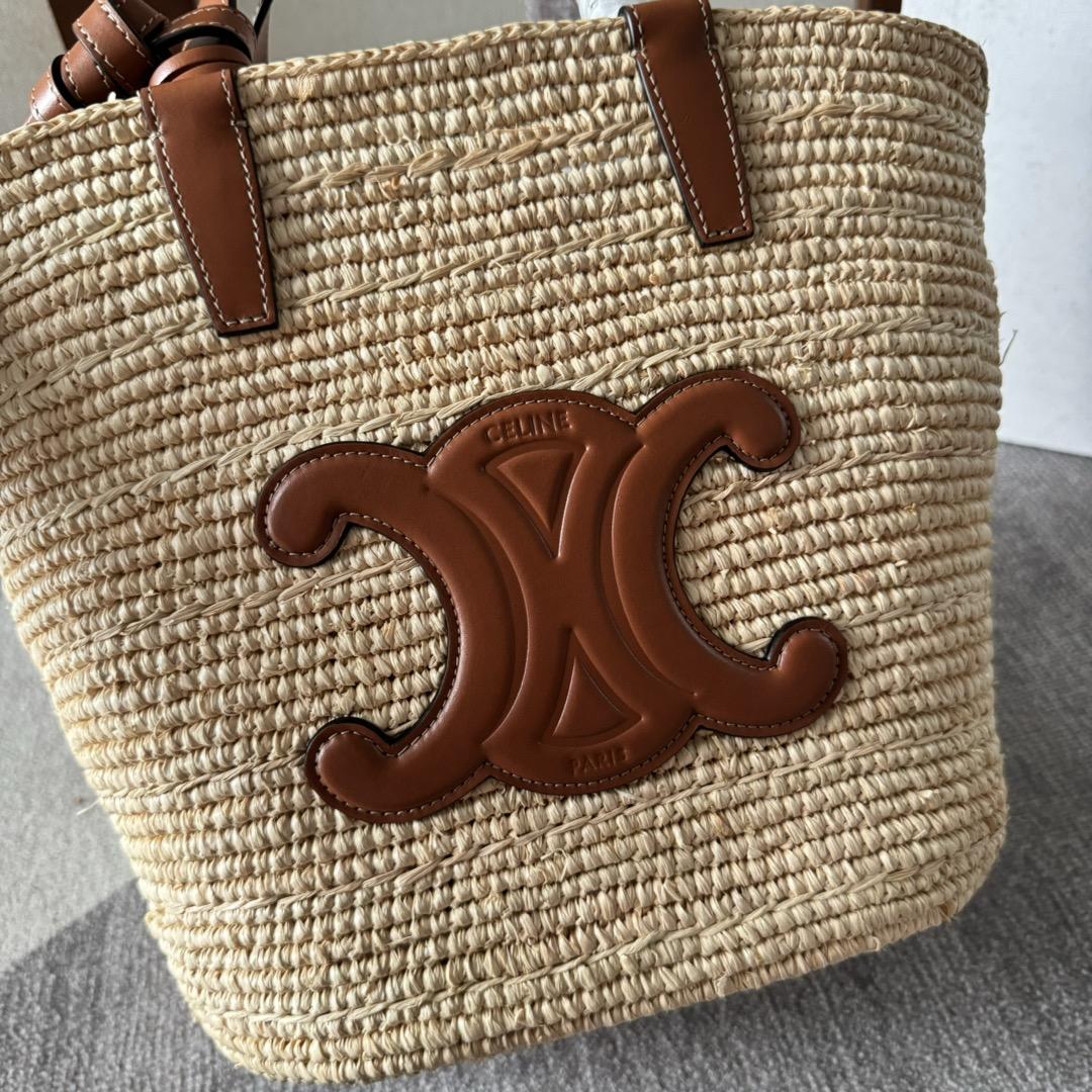 Celine Teen Supple Celine Classic Panier In Raffia And Calfskin - PerfectKickZ